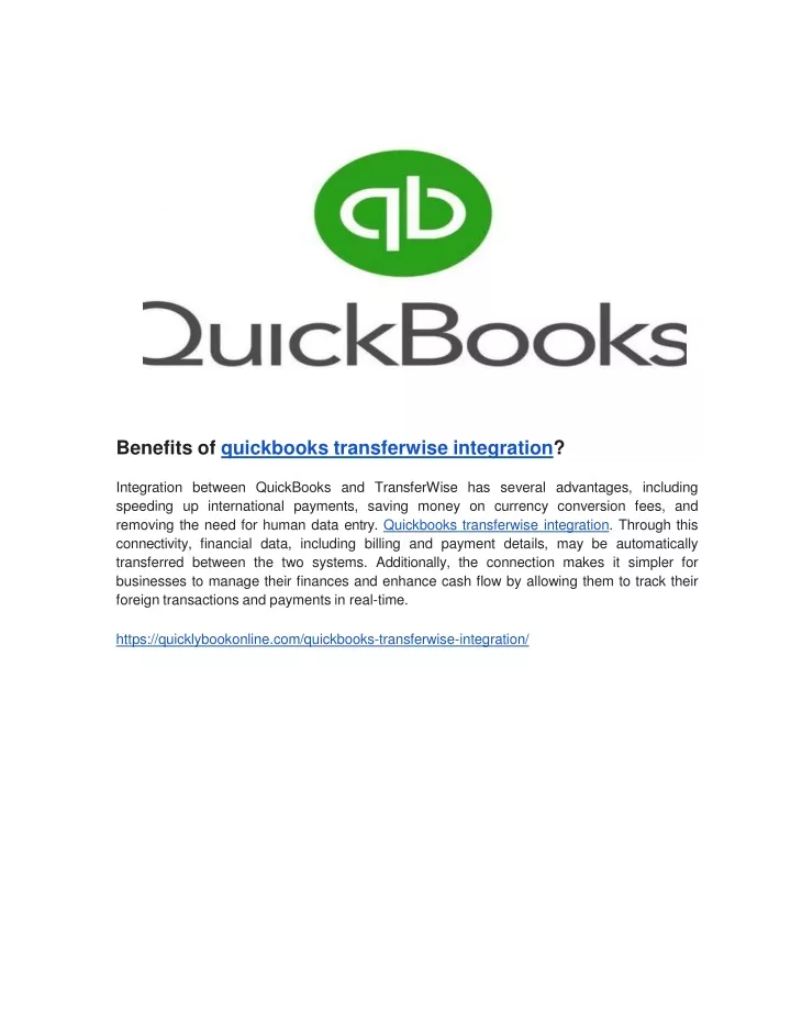 benefits of quickbooks transferwise integration