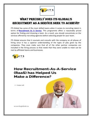 What Precisely Does ITS Global’s Recruitment As A Service Seek to Achieve