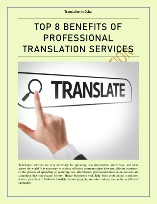 PPT - Top 8 Benefits of Professional Translation Services PowerPoint ...