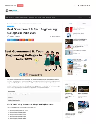 The top government engineering institutes in India in 2023-PW