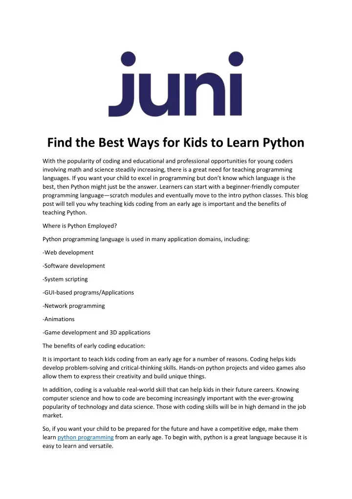 find the best ways for kids to learn python