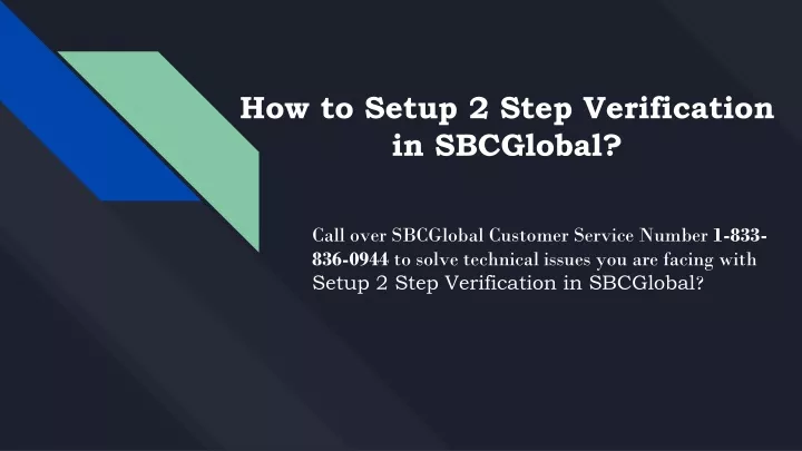 how to setup 2 step verification in sbcglobal