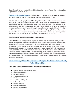 Global Thoracic Surgery Devices Market 2022: Global Key Players, Trends, Share