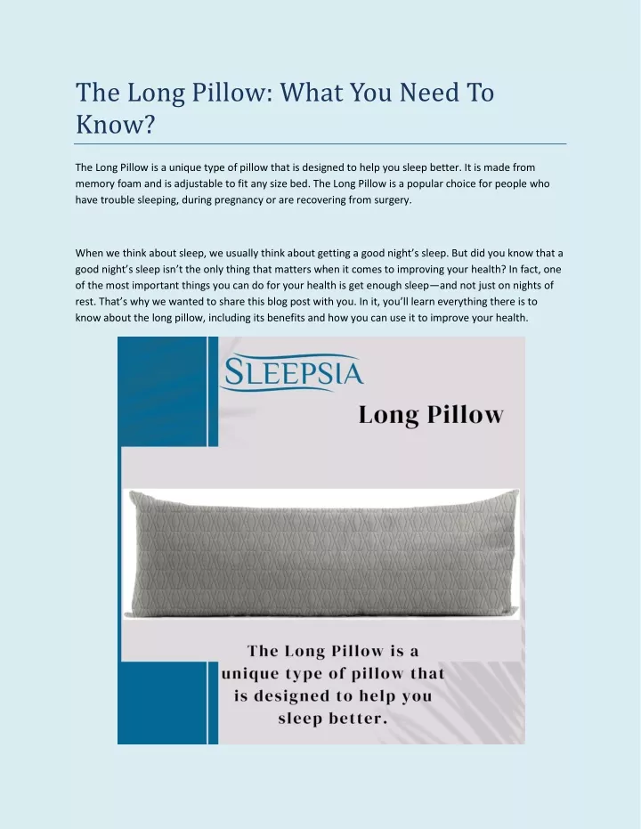 the long pillow what you need to know