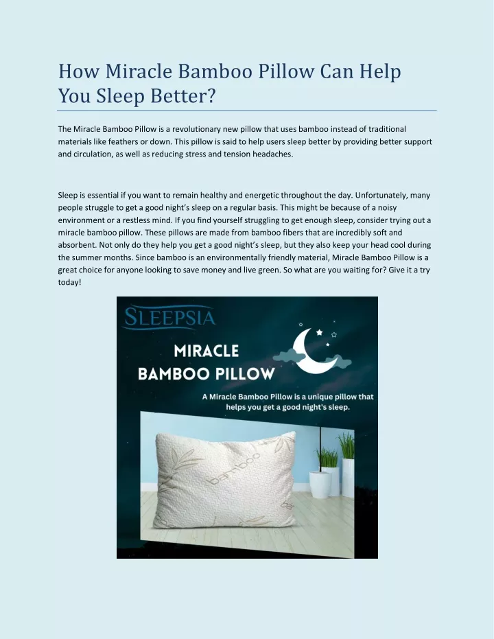 how miracle bamboo pillow can help you sleep