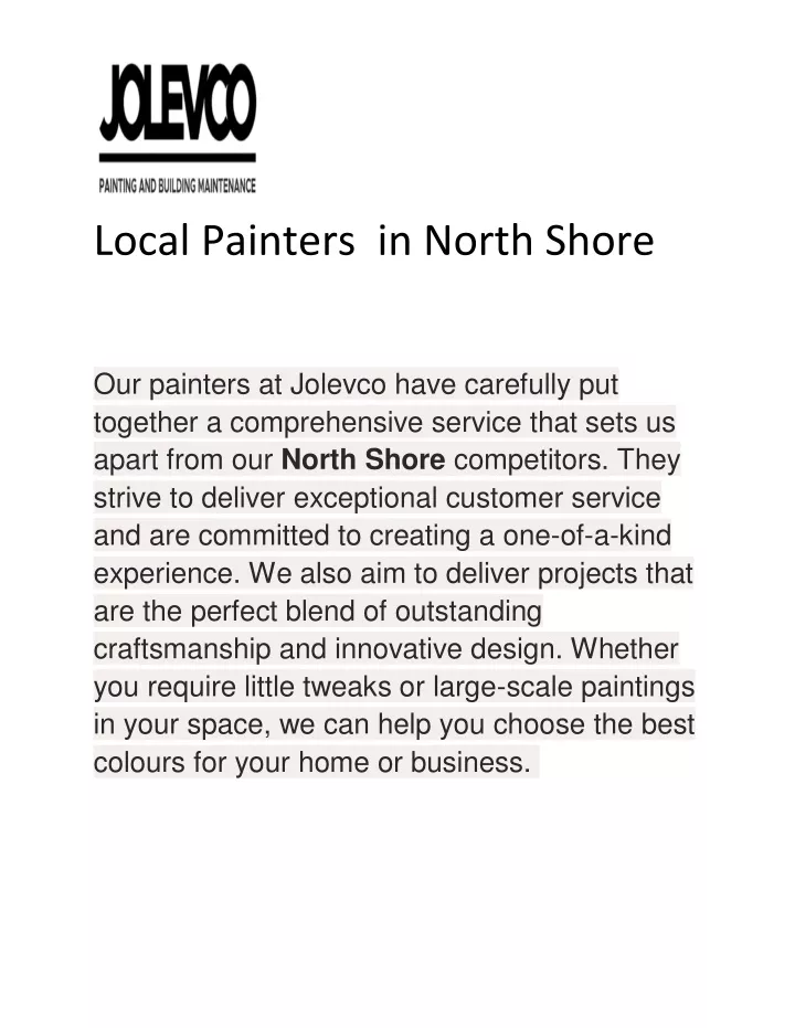 local painters in north shore