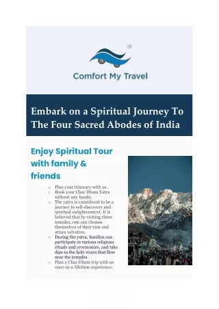 Embark on a Spiritual Journey To The Four Sacred Abodes of India 2023