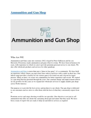 Ammunition and Gun Shop