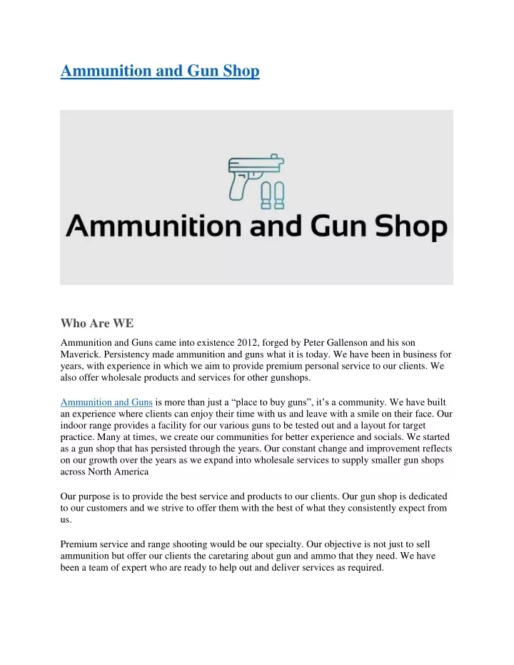 ammunition and gun shop