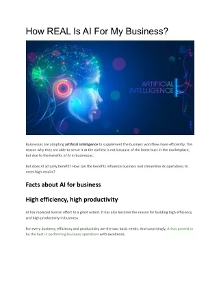 How REAL Is AI For My Business
