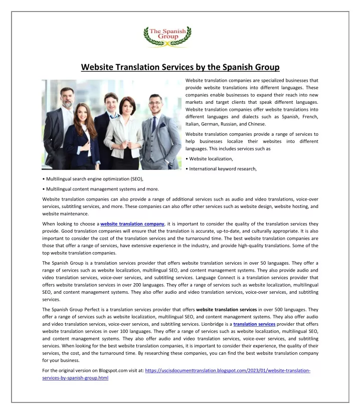 website translation services by the spanish group