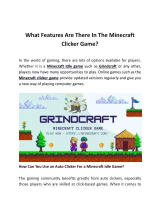 What Features Are There In The Minecraft Clicker Game_