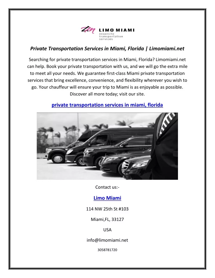 private transportation services in miami florida