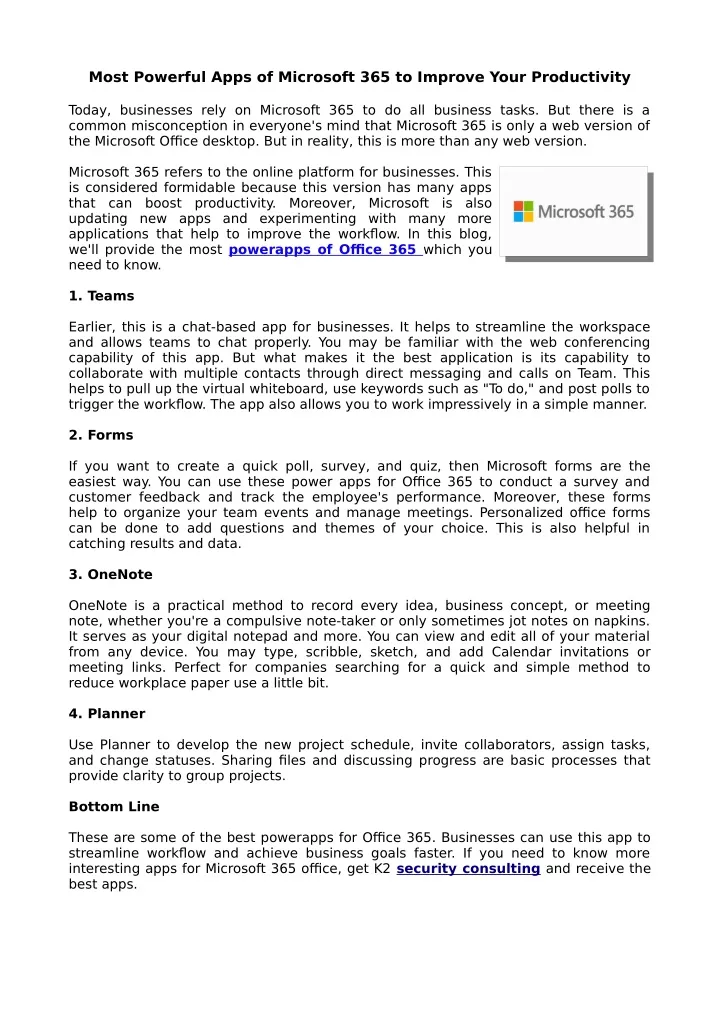 most powerful apps of microsoft 365 to improve