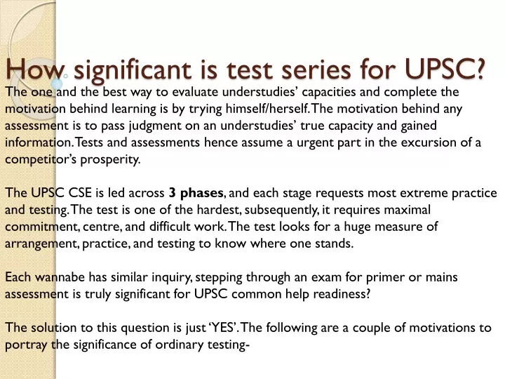 how significant is test series for upsc