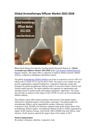 global aromatherapy diffuser market 2022 2028