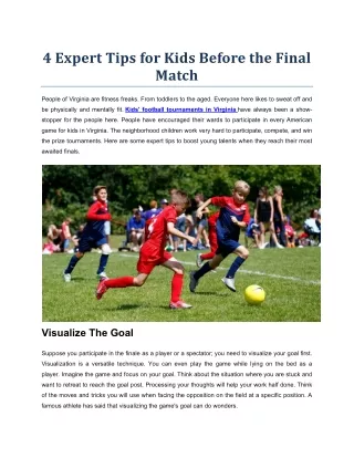 4 expert tips for kids before the final match