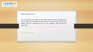 Online Maths Lessons   Learnup.sg