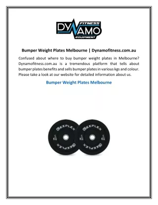 Bumper Weight Plates Melbourne  Dynamofitness.com.au