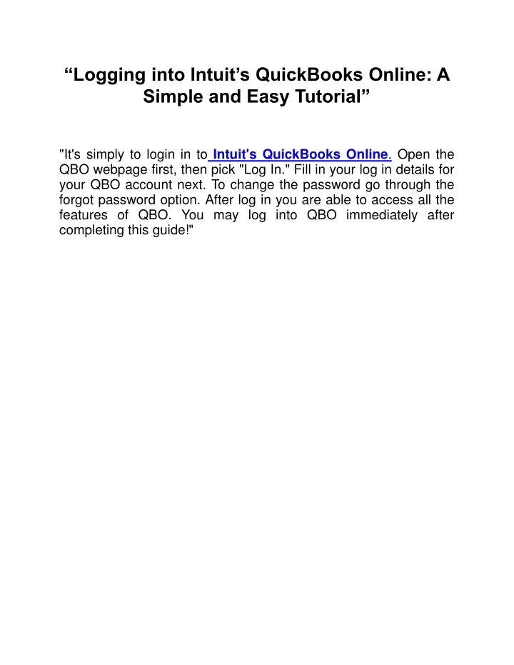 logging into intuit s quickbooks online a simple