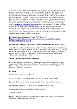 a new market study titled recombinant technology