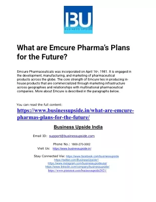 What are Emcure Pharma’s Plans for the Future
