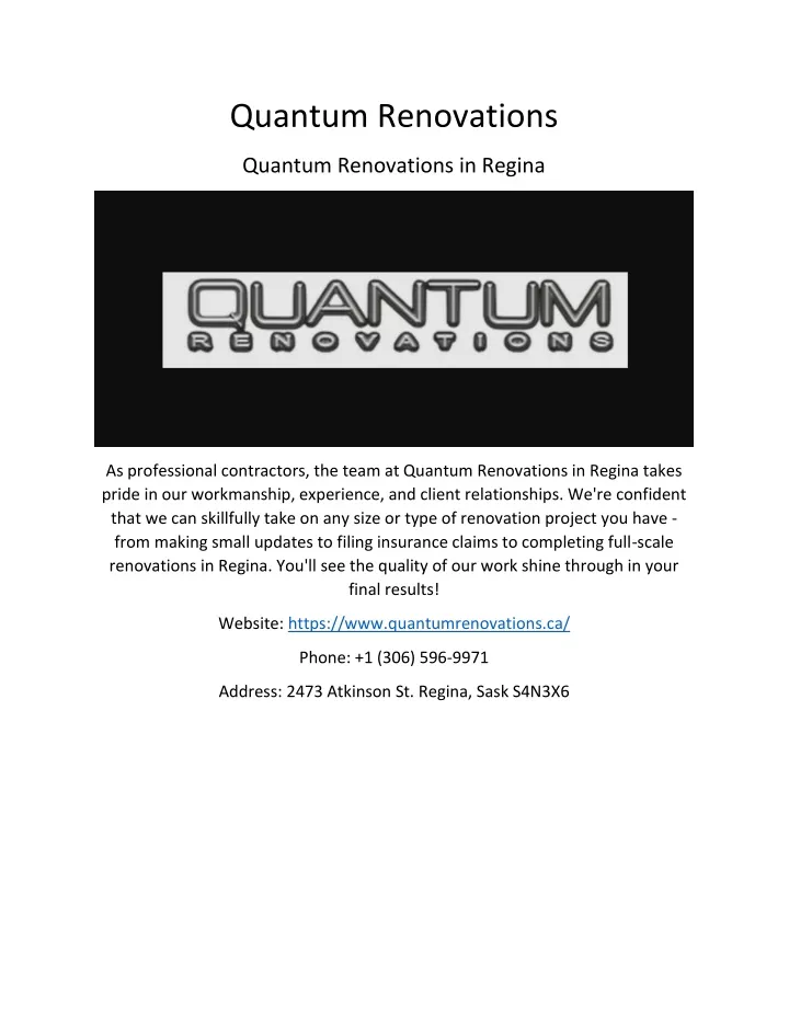 quantum renovations
