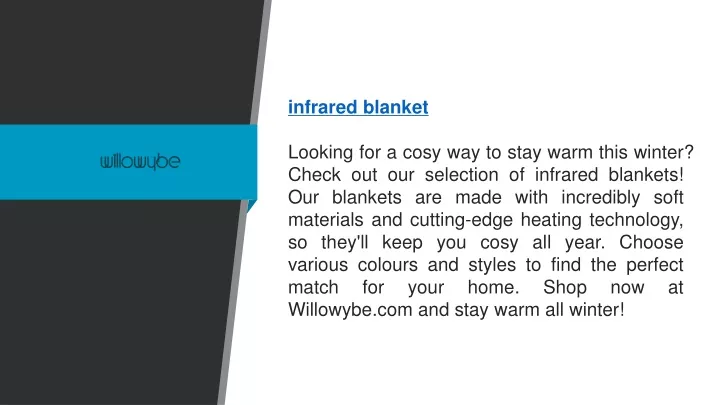 infrared blanket looking for a cosy way to stay