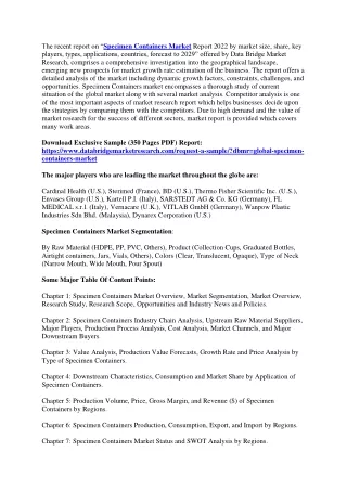 the recent report on specimen containers market