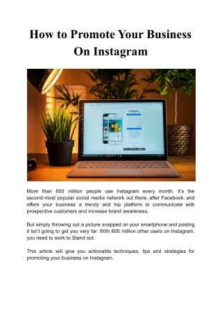How To Promote Your Business On Instagram
