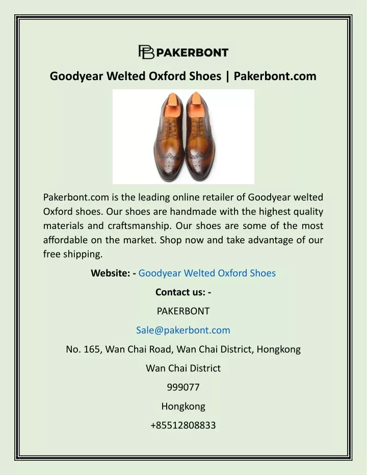 goodyear welted oxford shoes pakerbont com