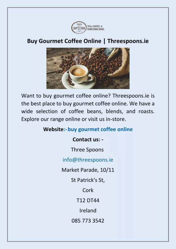 buy gourmet coffee online threespoons ie