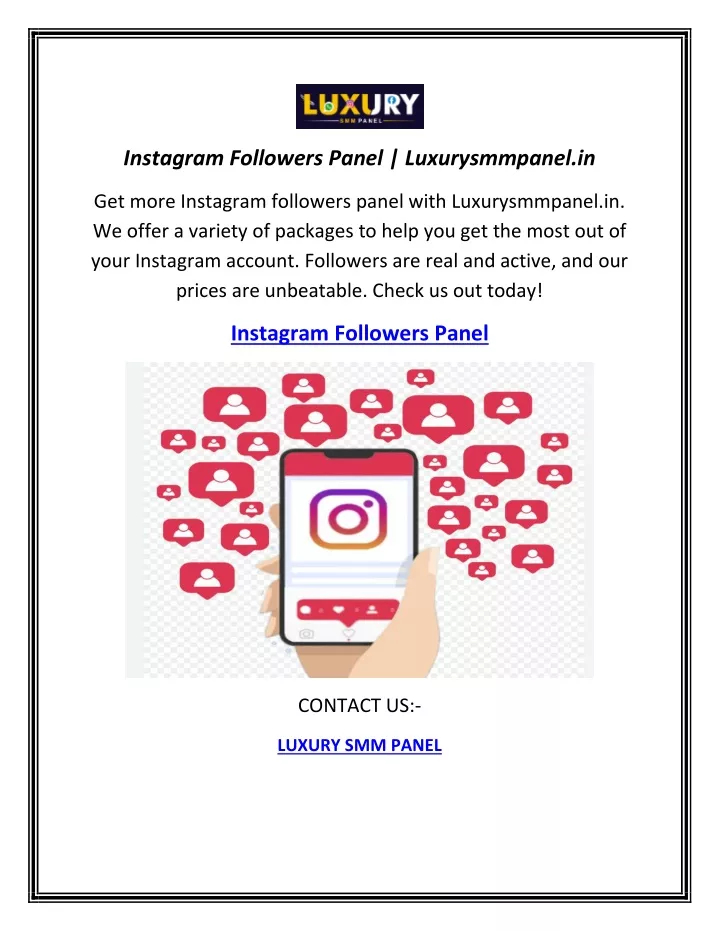 instagram followers panel luxurysmmpanel in