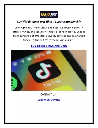 Buy Tiktok Views and Likes | Luxurysmmpanel.in