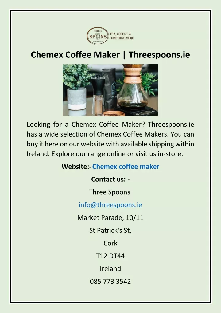 chemex coffee maker threespoons ie