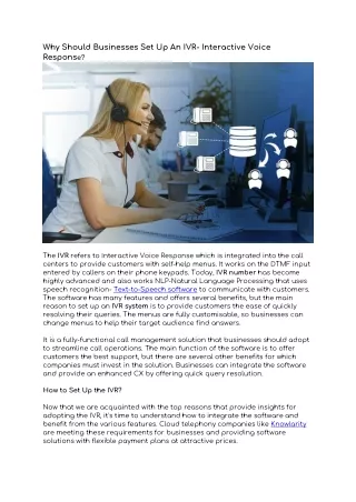 why should businesses set up an ivr interactive