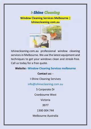 Window Cleaning Services Melbourne | Ishinecleaning.com.au