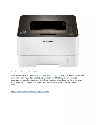 Why does my Samsung printer offline?