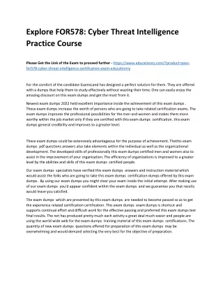 explore for578 cyber threat intelligence practice