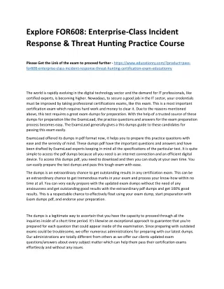 explore for608 enterprise class incident response