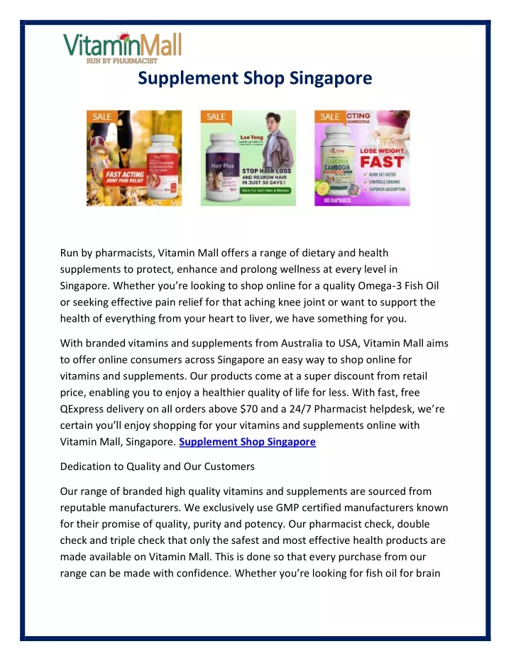 supplement shop singapore