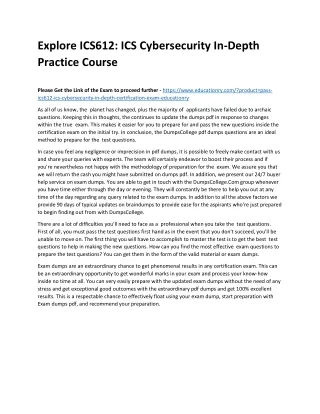 explore ics612 ics cybersecurity in depth