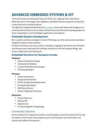 Embedded System Technology services  - Technosoft Engineering