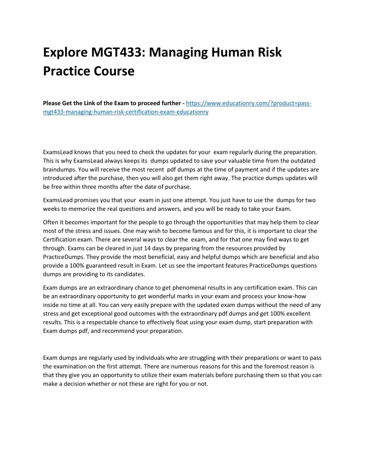 explore mgt433 managing human risk practice course