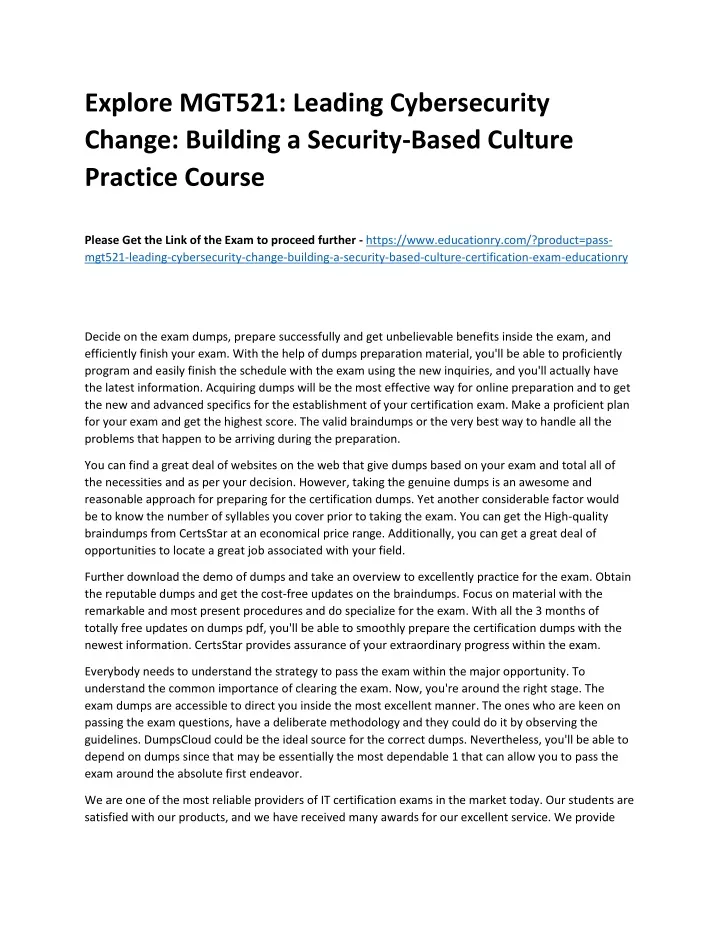 explore mgt521 leading cybersecurity change
