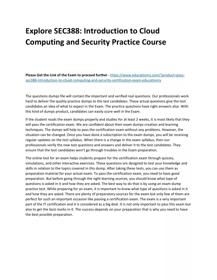 explore sec388 introduction to cloud computing