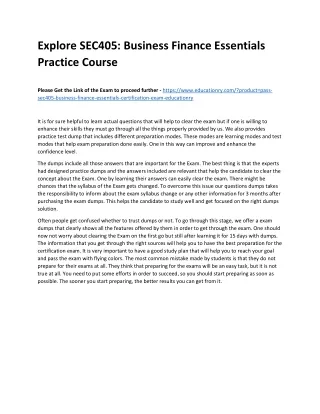explore sec405 business finance essentials