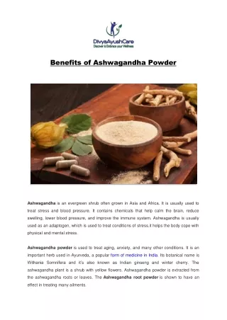 Benefits of Ashwagandha Powder