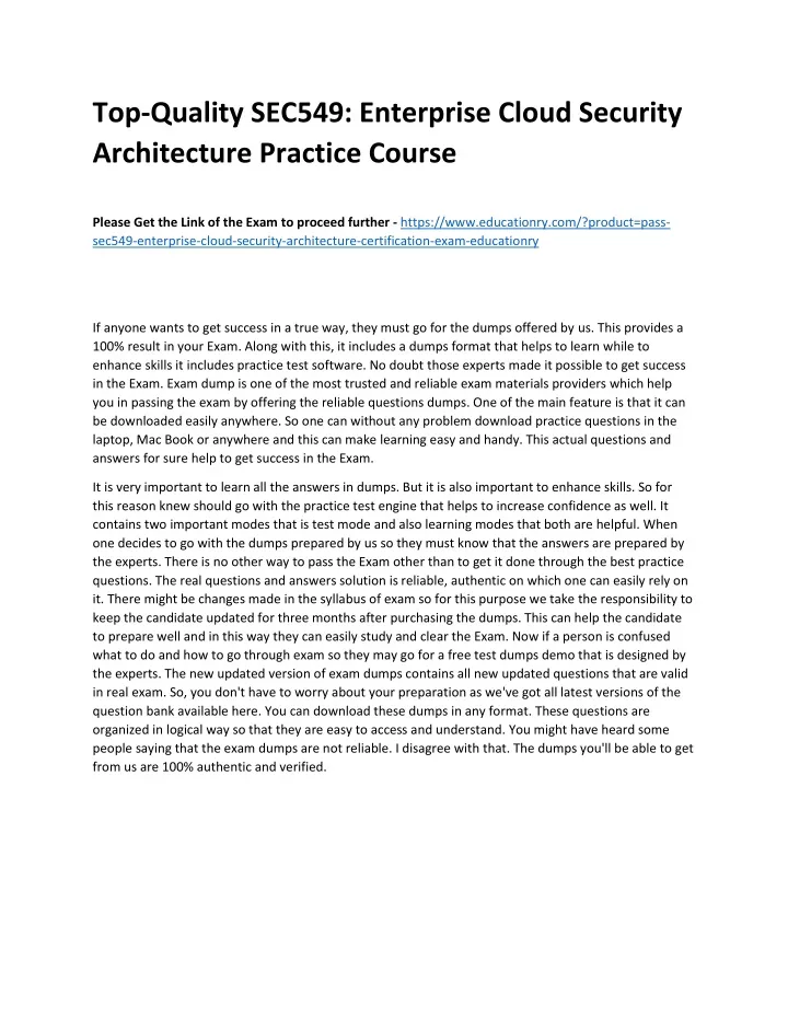 top quality sec549 enterprise cloud security