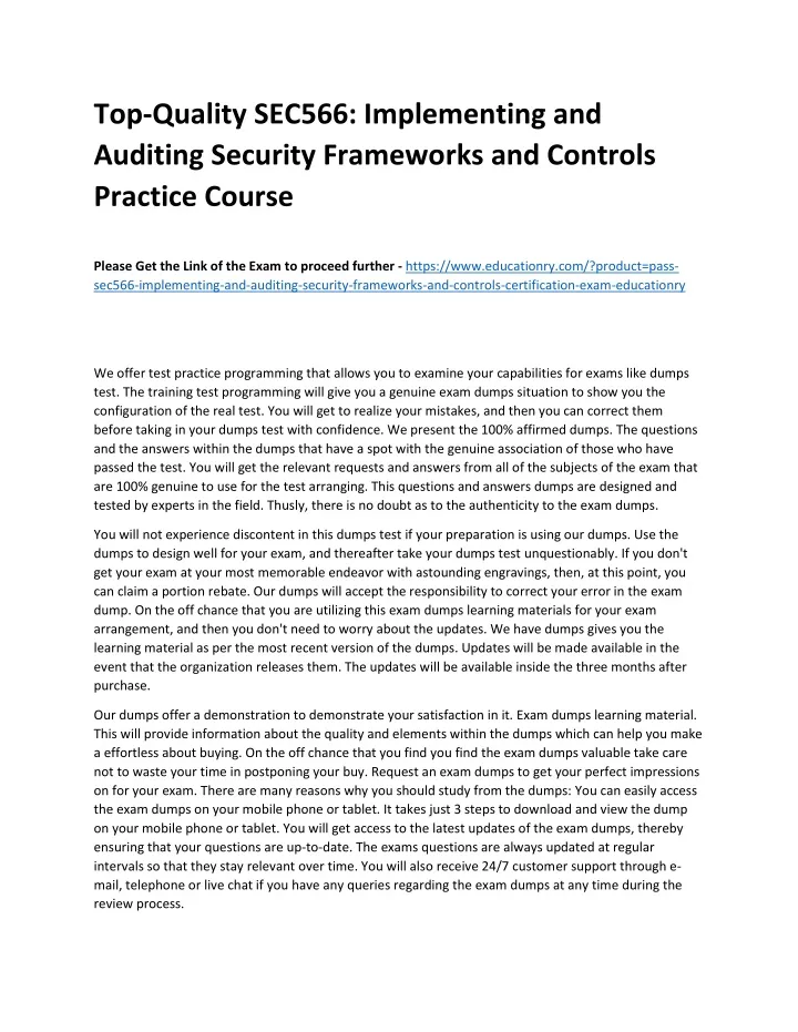 top quality sec566 implementing and auditing